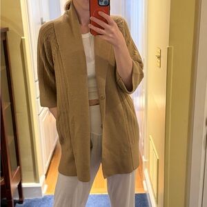 Anne Klein 100% Merino Wool- Cozy Camel Knit Cardigan